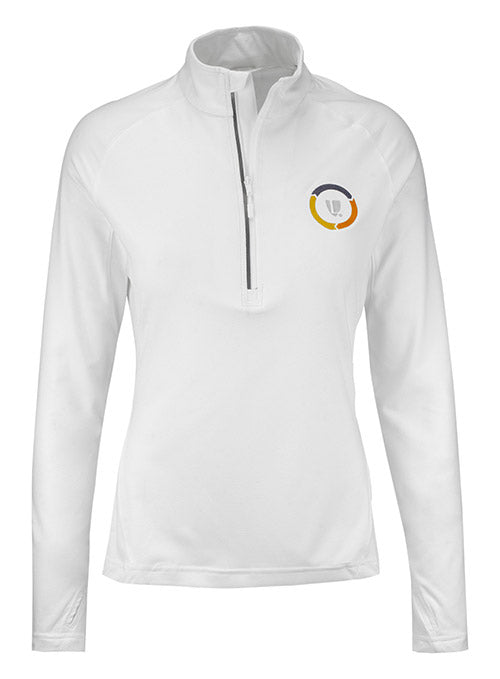 Ladies Half-Zip in White - Front View