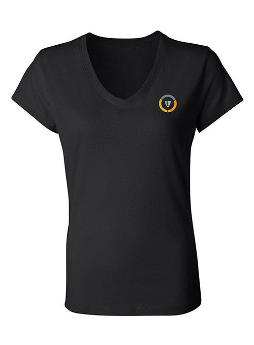 Ladies Logo Cotton V-Neck T-Shirt - Black