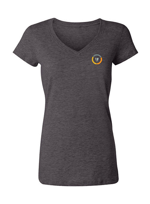 Ladies Logo Cotton/Polyester V-Neck T-Shirt - Dark Grey Heather