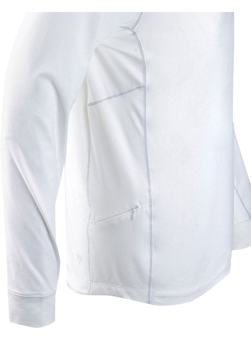 Quarter-Zip in White - Zoomed Left View of Pocket